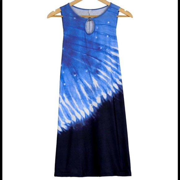 Sunshine tie-dye dress - Yobery. trending tie-dye print. Blue & White, size XL - Picture 2 of 6
